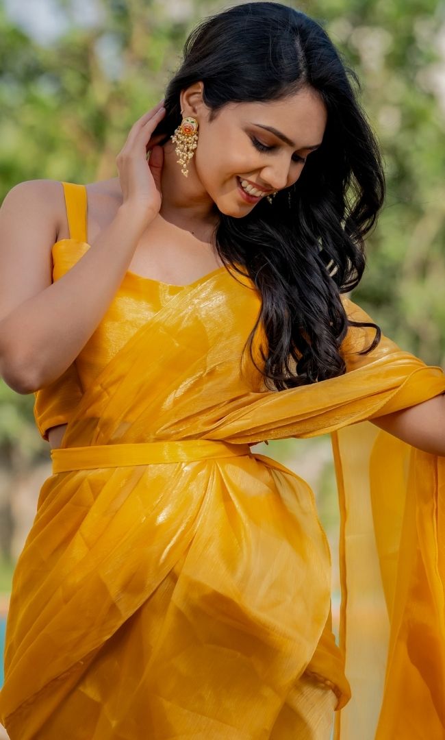 Perry Yellow Ruffle Saree