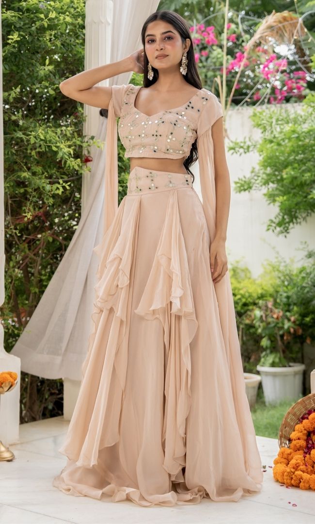 Moonlit beige Lehenga Set