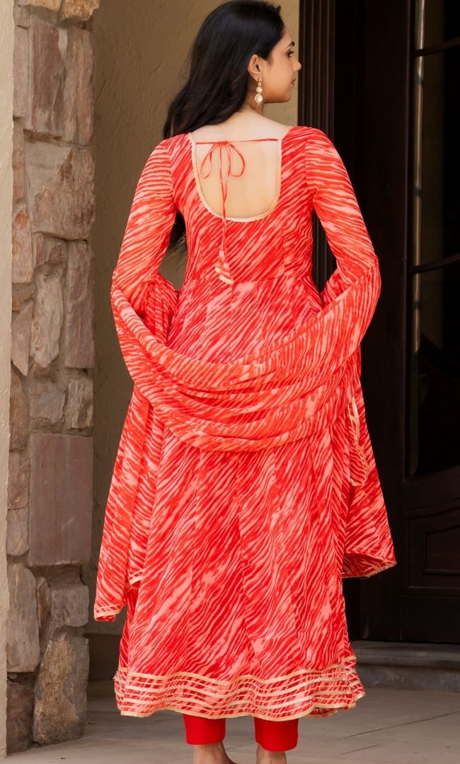 Leheriya Maroon Anarkali Set