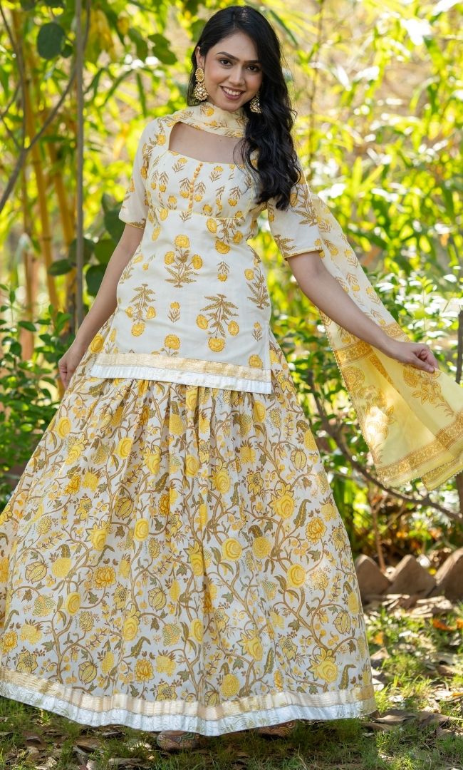 Ixora Yellow Skirt Set