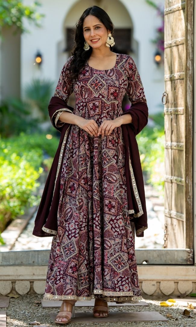 Zar Rouge Cotton Anarkali Set