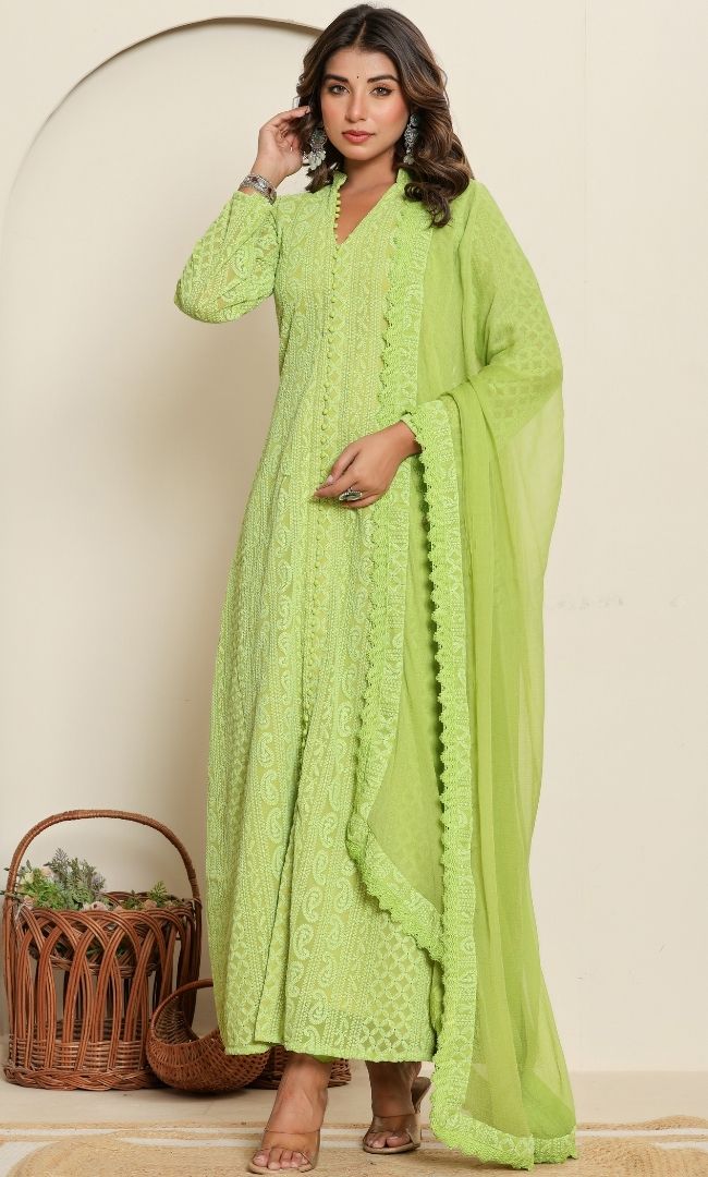 Shamrock Green Anarkali Set