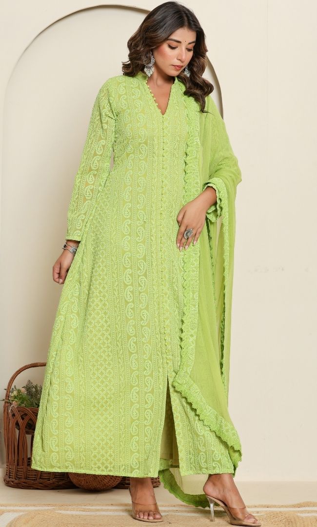 Shamrock Green Anarkali Set