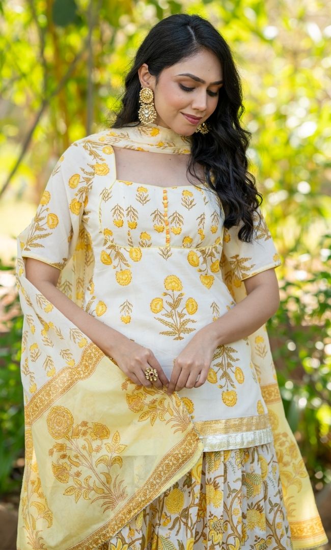 Ixora Yellow Skirt Set