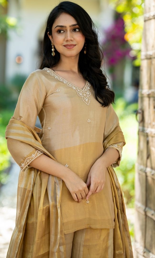 Myntra Golden Sharara Set