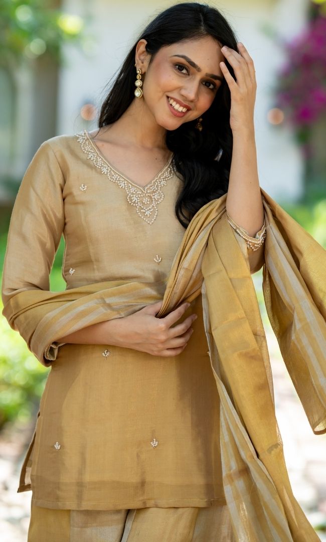 Myntra Golden Sharara Set