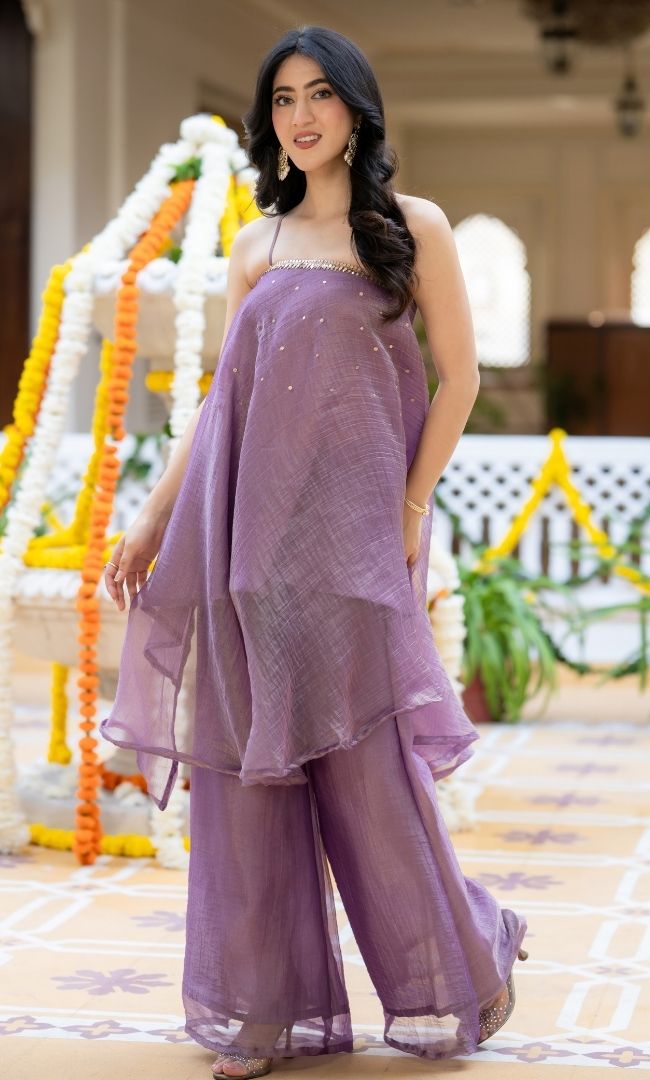 Meesha Purple Tissue Co-ord Set