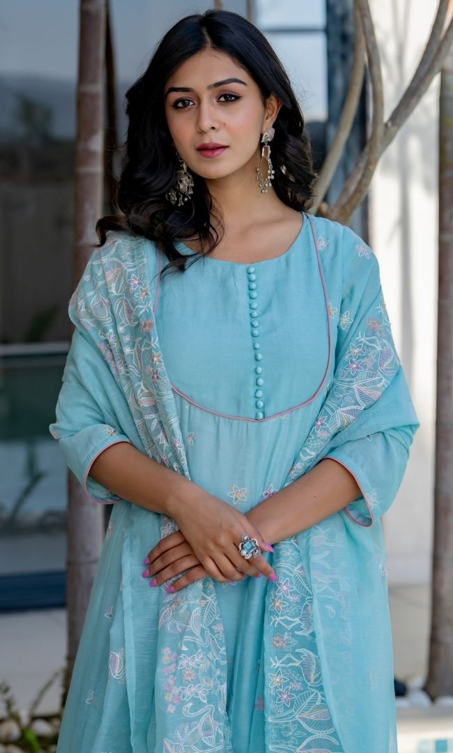 Mahira Blue Anarkali Set