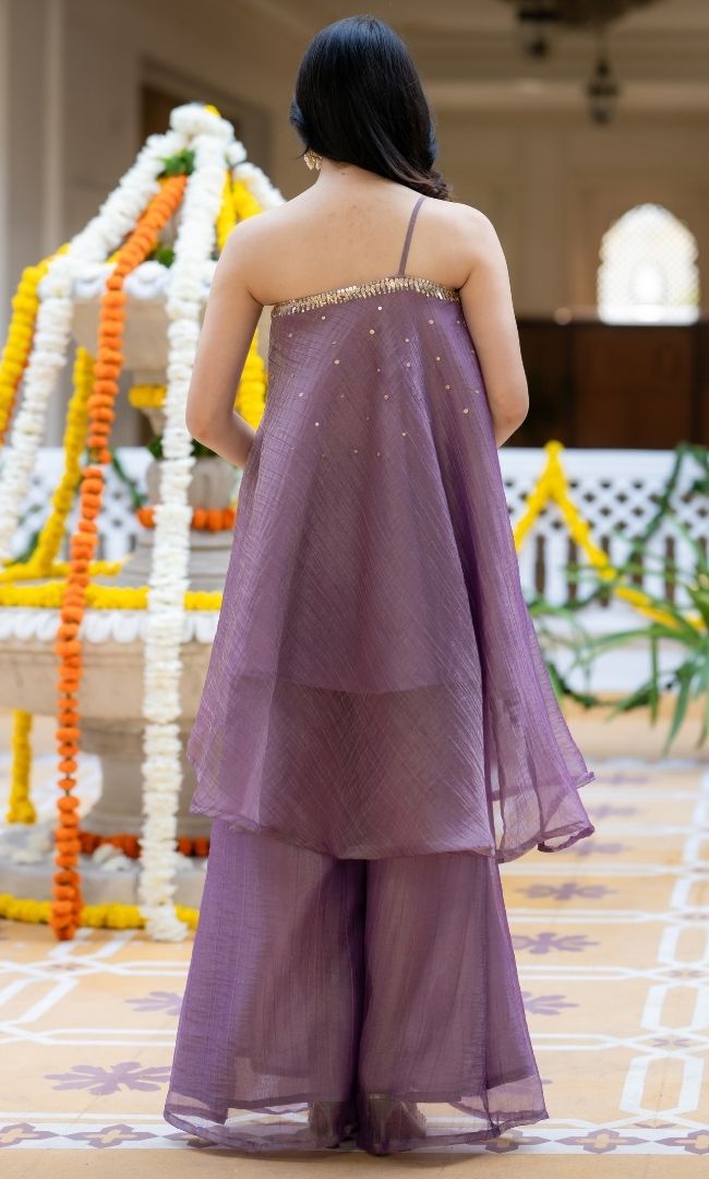 Meesha Purple Tissue Co-ord Set