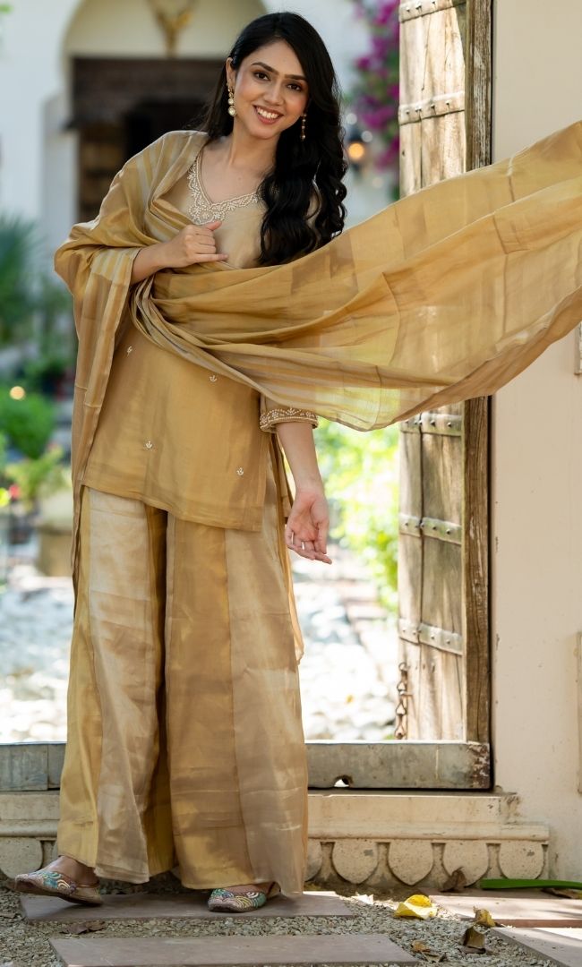 Myntra Golden Sharara Set