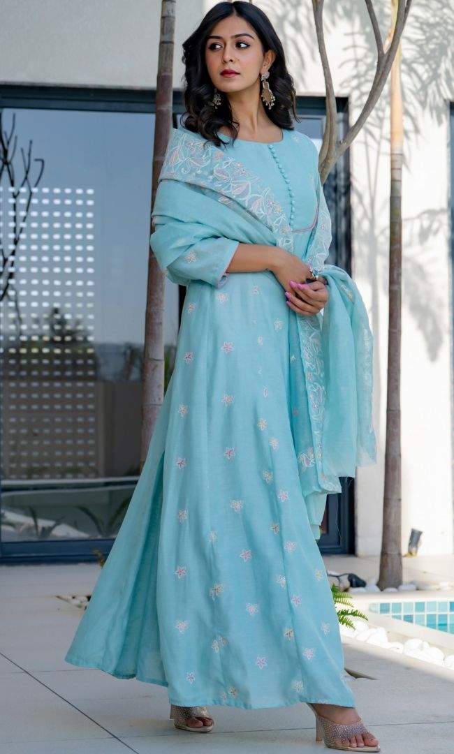Mahira Blue Anarkali Set