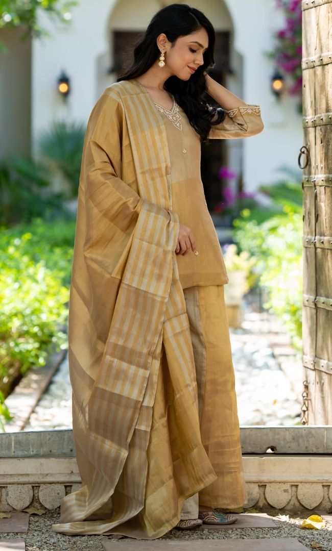 Myntra Golden Sharara Set