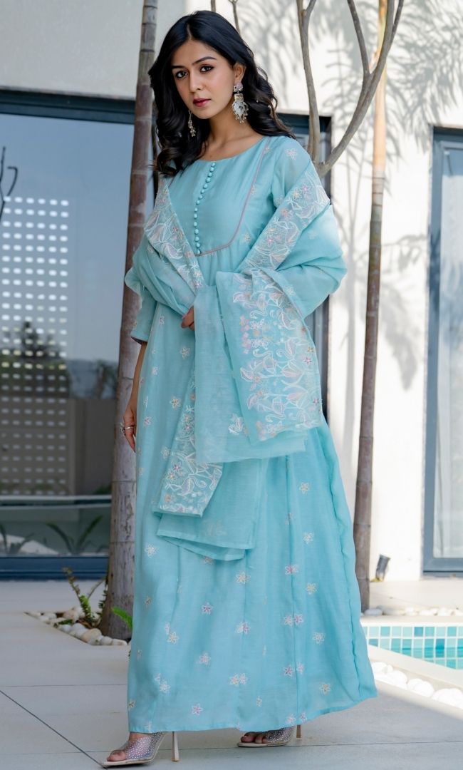Mahira Blue Anarkali Set