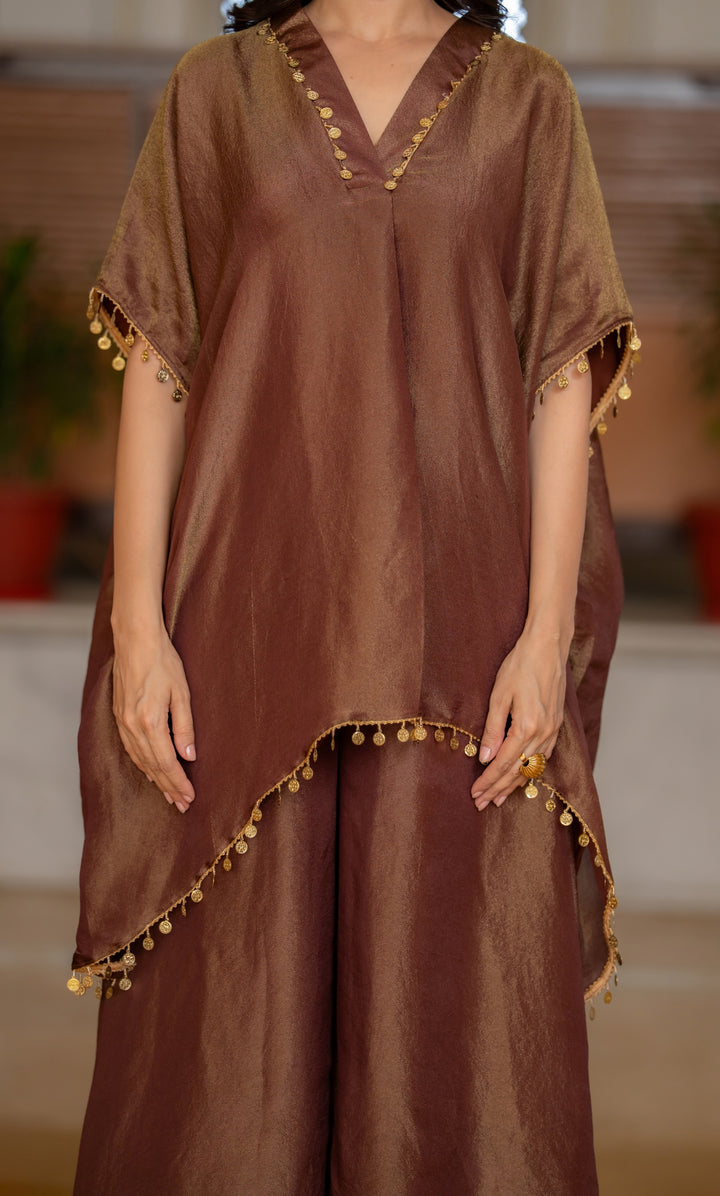 Veil Mocha Tissue Kaftan Set