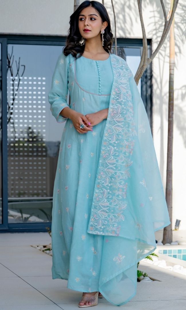 Mahira Blue Anarkali Set