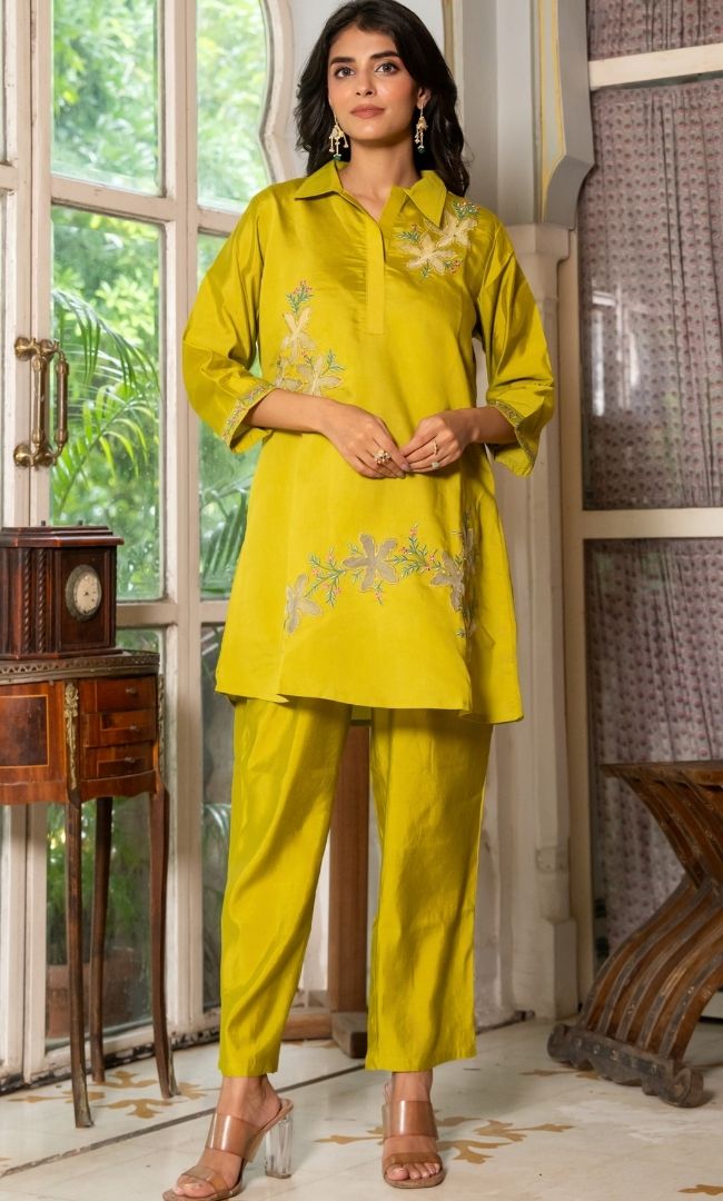 Sabeen Green Kurta Co ord Set