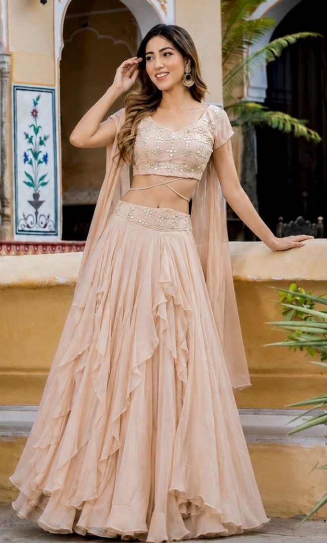 Moonlit beige Lehenga Set