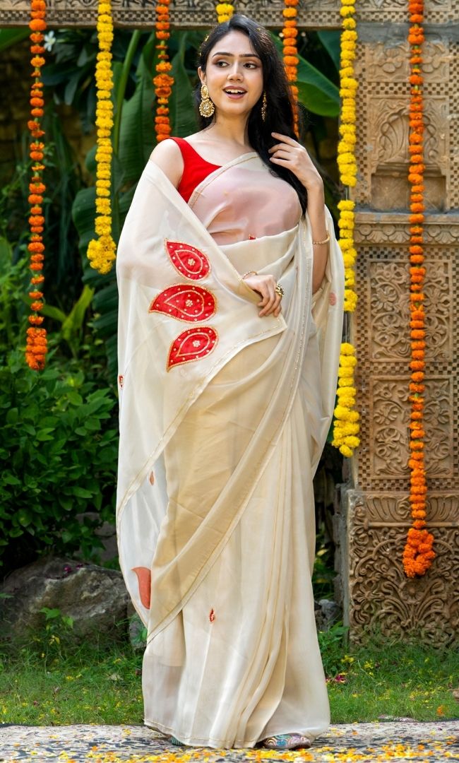 Shell White Tissue Saree