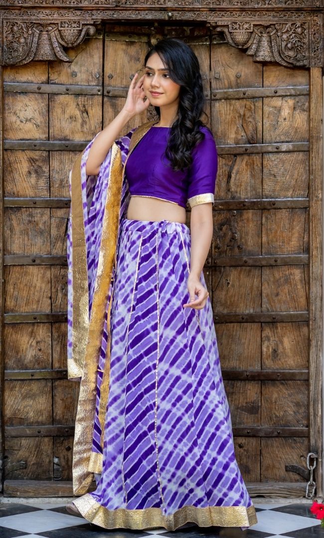 Marwar Purple Leheriya Lehenga Set
