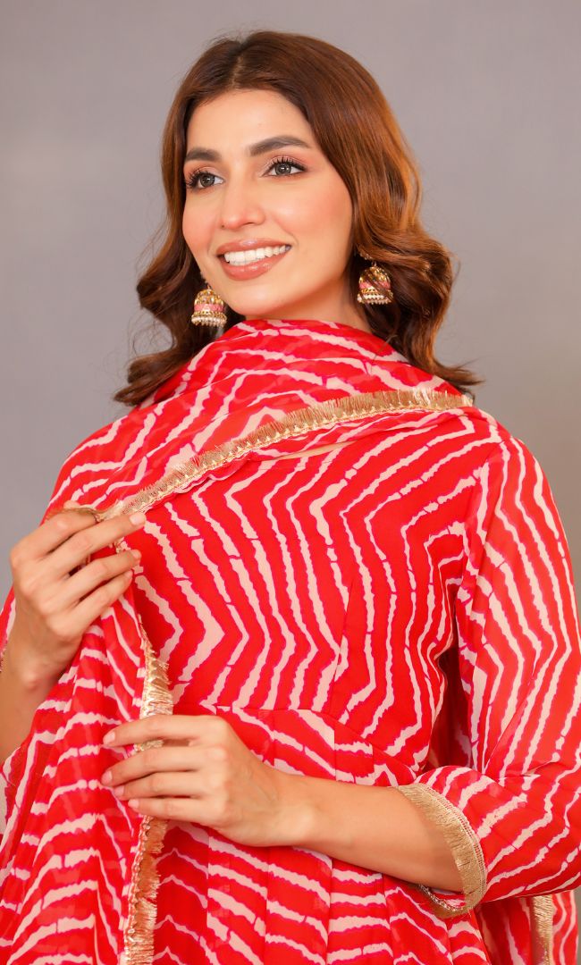Ruby Red Leheriya Set