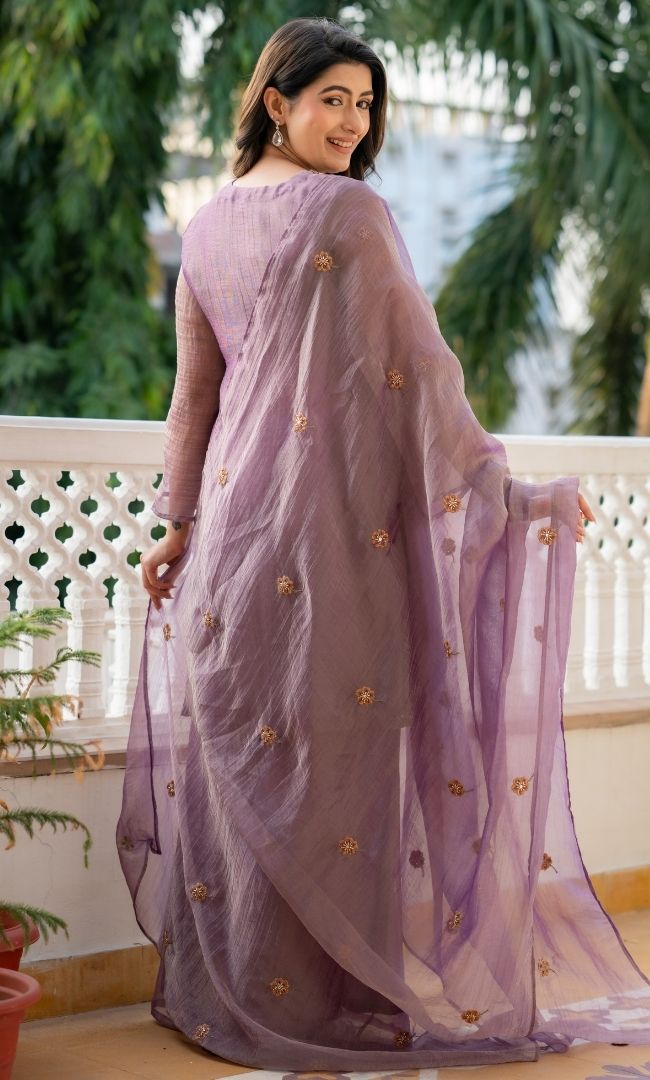 Aveline Purple Embrodiered Suit Set