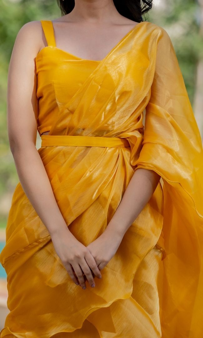 Perry Yellow Ruffle Saree