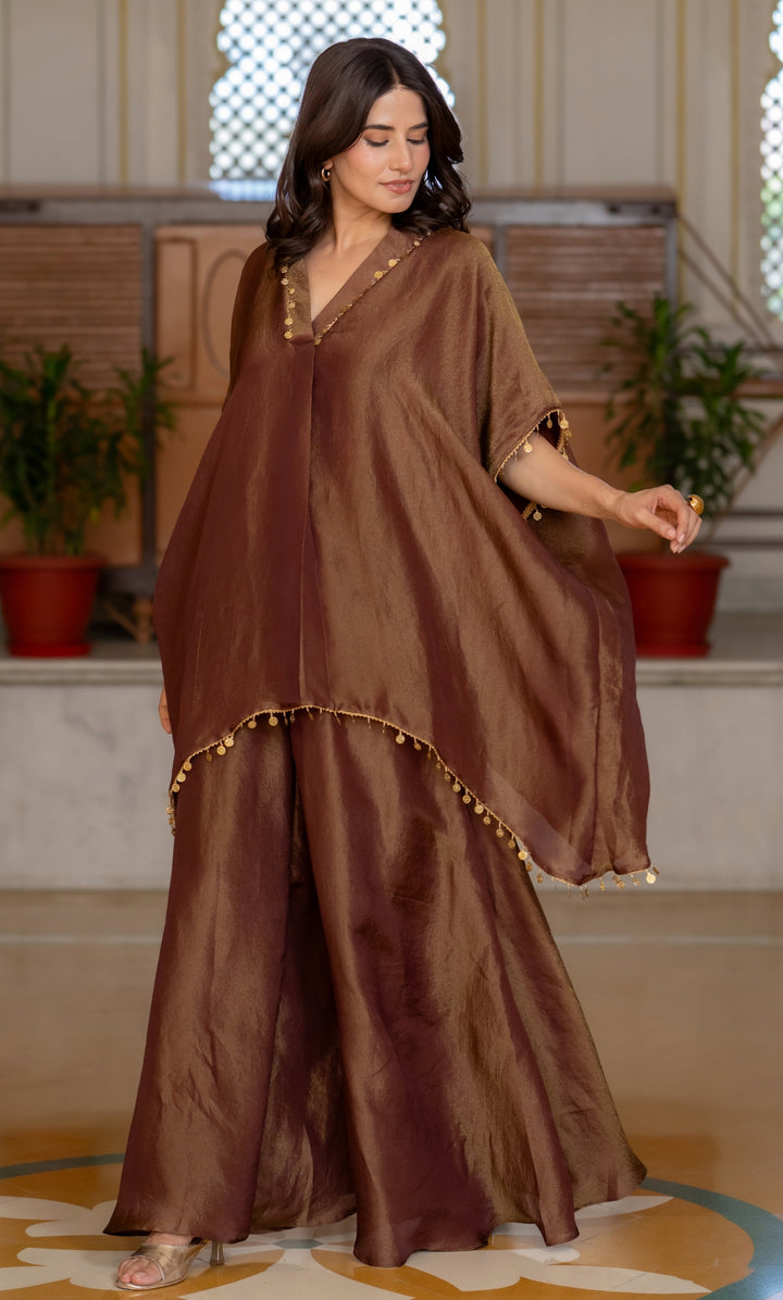 Veil Mocha Tissue Kaftan Set