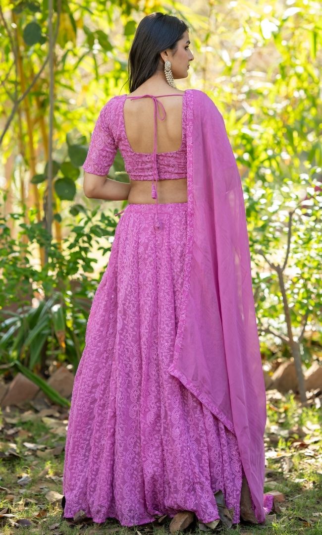 Ayra Pink Chikankari Lehenga Set