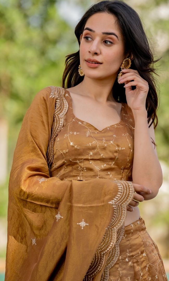 Golden Zari Lehenga Set
