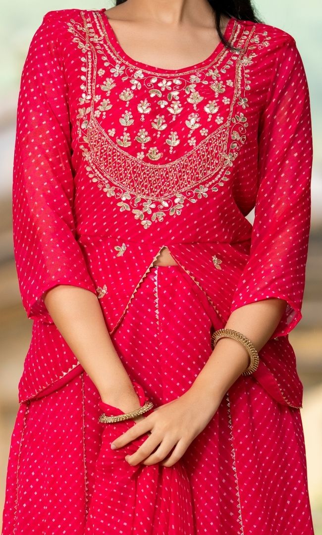 Sargam Pink Bandhani Lehenga Set