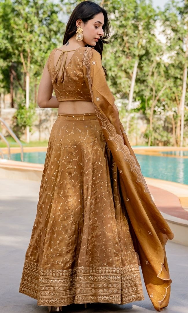 Golden Zari Lehenga Set