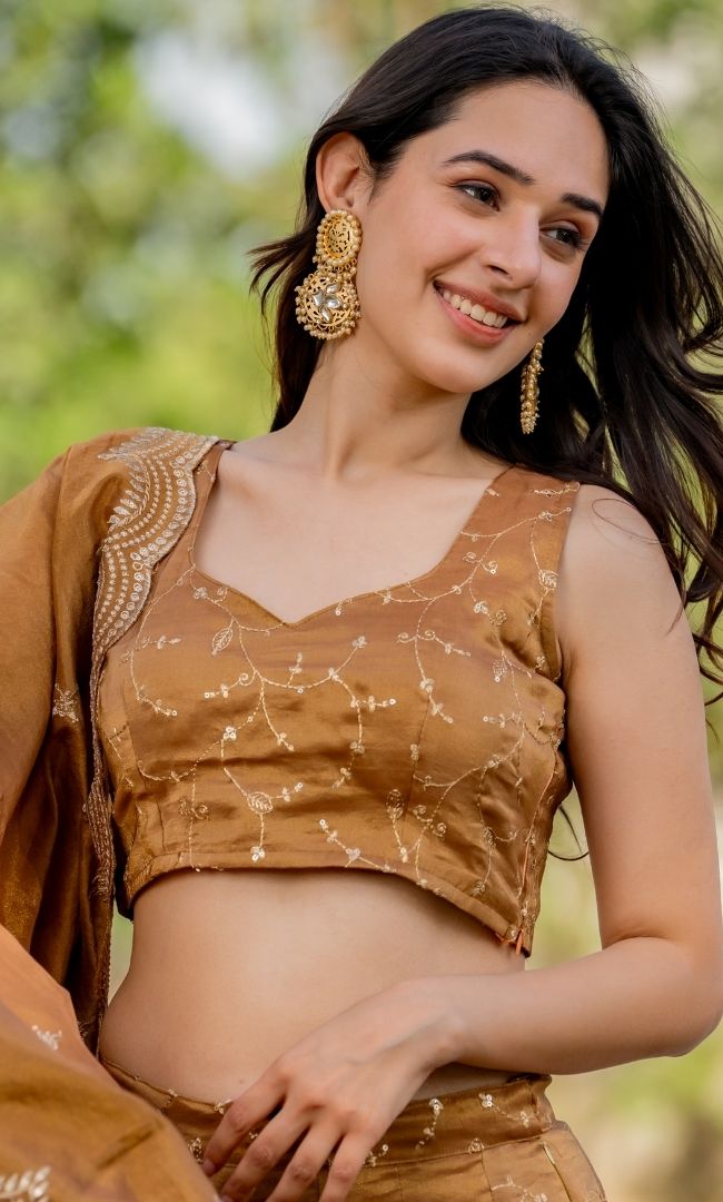 Golden Zari Lehenga Set