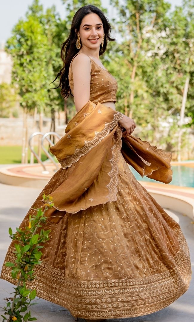Golden Zari Lehenga Set