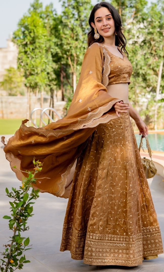 Golden Zari Lehenga Set