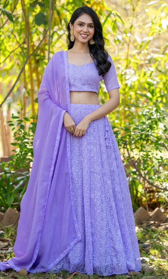 Ayra Lavender Chikankari Lehenga Set