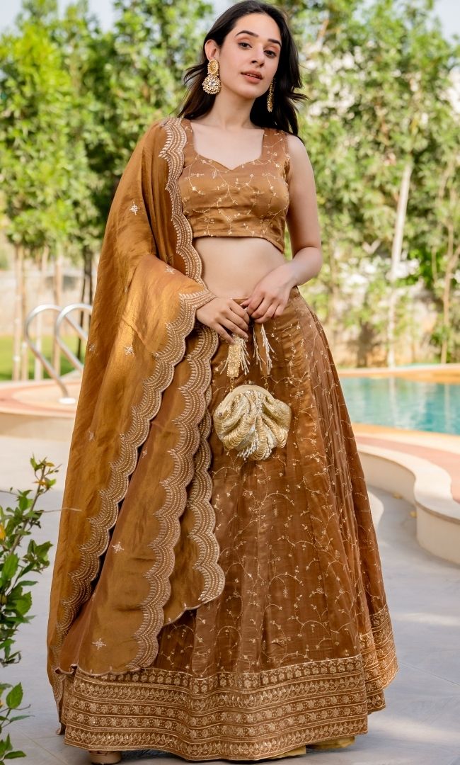 Golden Zari Lehenga Set