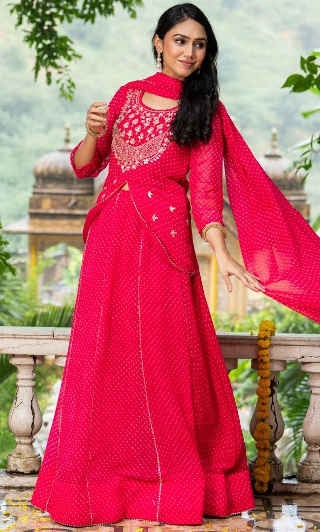 Sargam Pink Bandhani Lehenga Set
