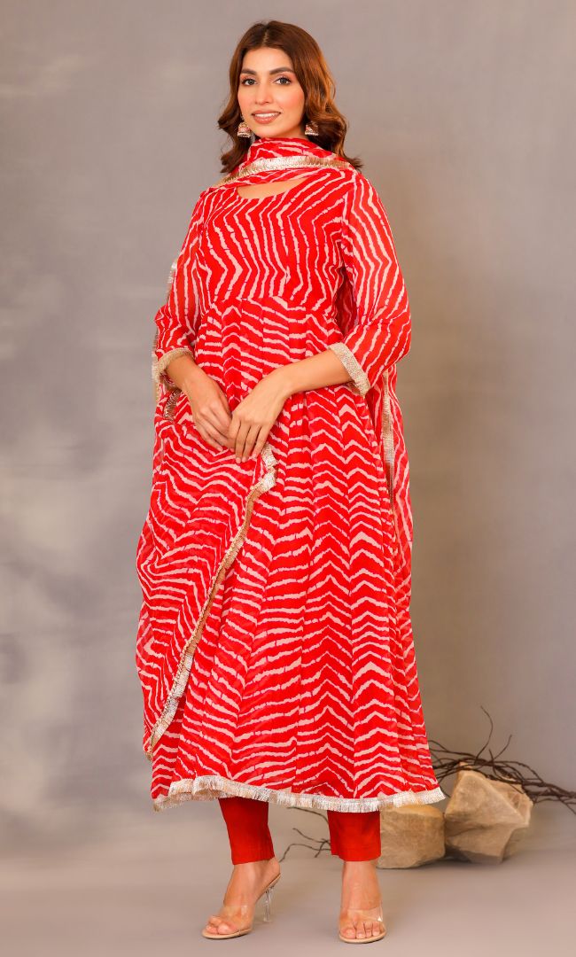 Ruby Red Leheriya Set