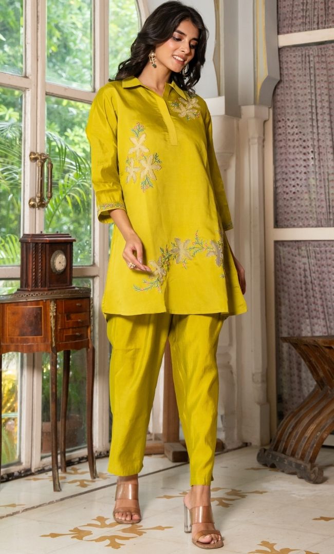 Sabeen Green Kurta Co ord Set