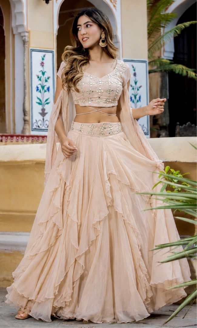 Moonlit beige Lehenga Set
