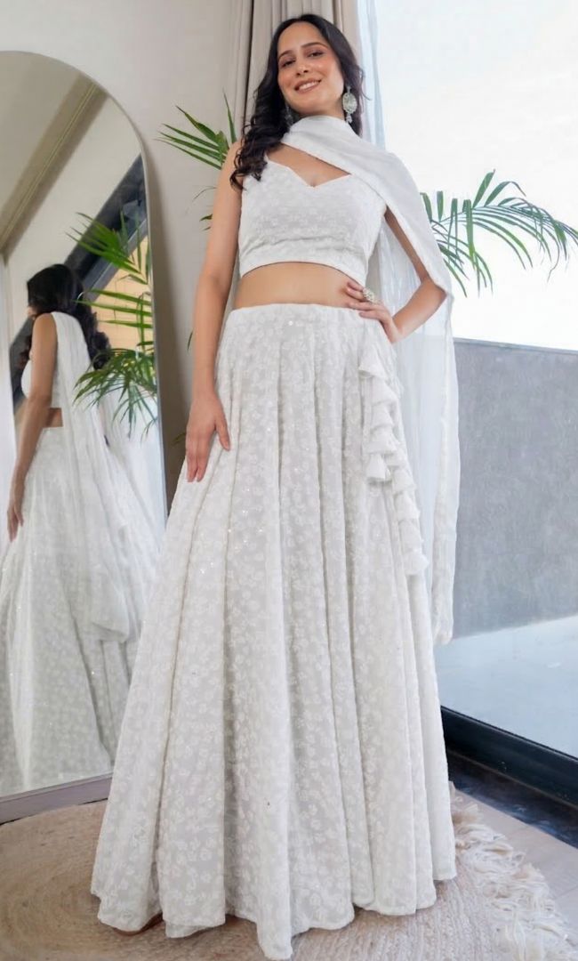 Twilight White Chikankari Lehenga
