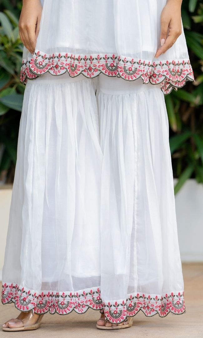 Swan White Organza Sharara Set