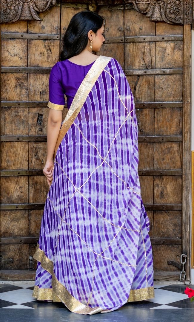 Marwar Purple Leheriya Lehenga Set