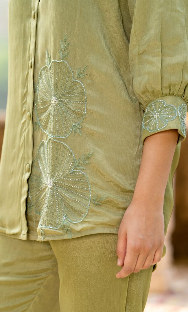 Moss Green Chinnon Co-ord Set