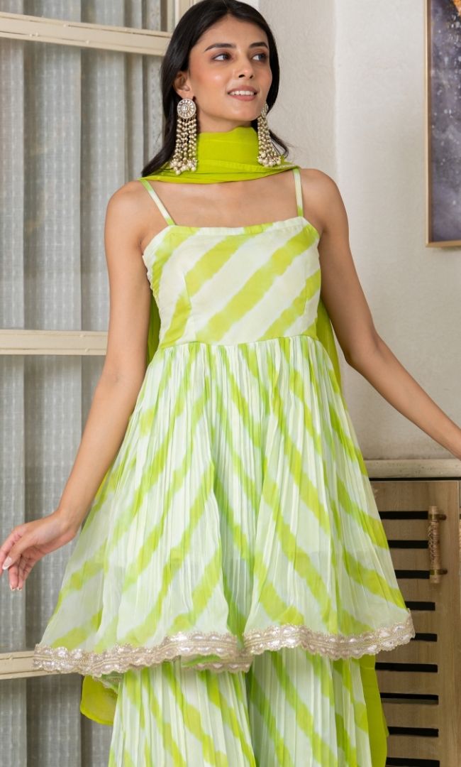 Hariyali Sharara Set