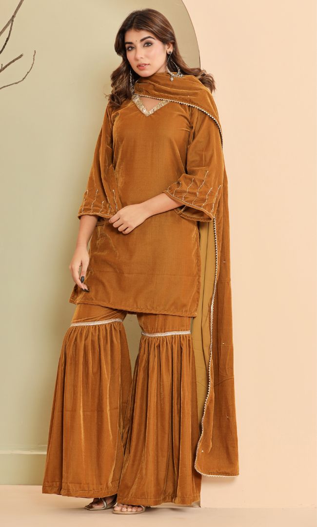 Golden Bloom Sharara Set