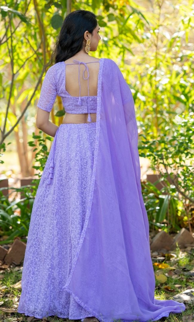 Ayra Lavender Chikankari Lehenga Set