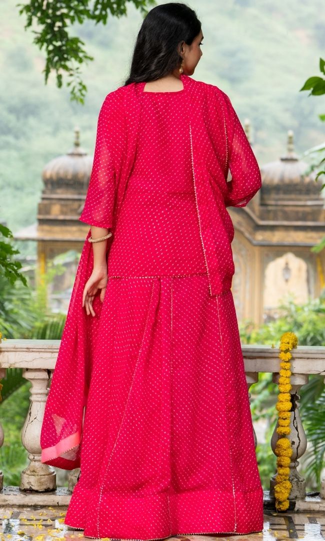 Sargam Pink Bandhani Lehenga Set