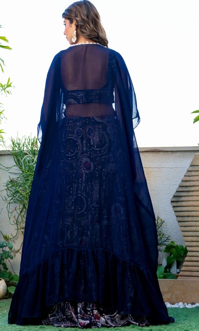 Glaring Blue Printed Skirt Set