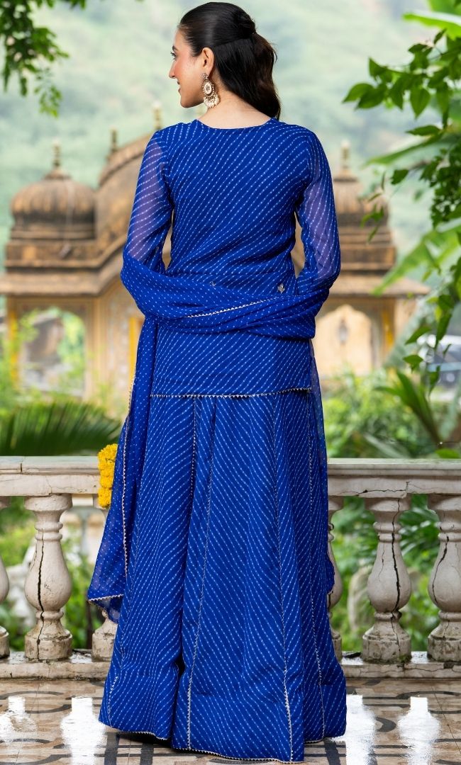Sargam Blue Bandhani Lehenga Set